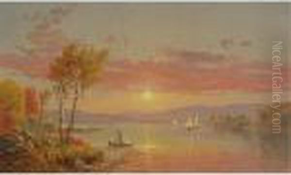 Sailing On The Lake (greenwood Lake) Oil Painting by Jasper Francis Cropsey