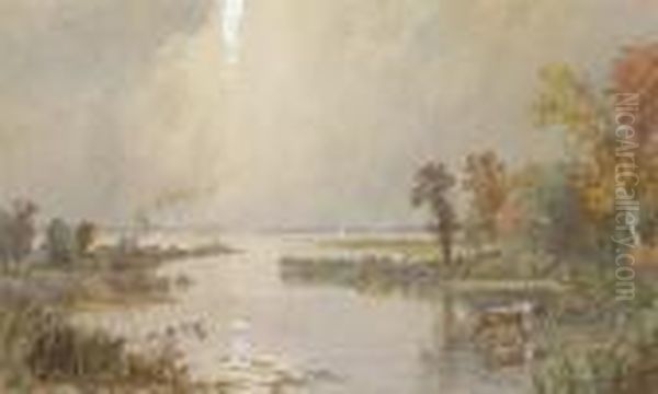 Hackensack Meadows Oil Painting by Jasper Francis Cropsey