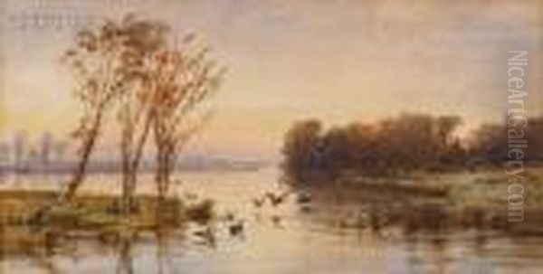 On The Lake Oil Painting by Jasper Francis Cropsey