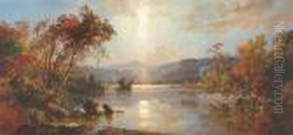 Homestead On Greenwood Lake Oil Painting by Jasper Francis Cropsey