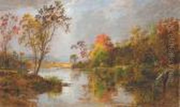 An Autumn Morning Oil Painting by Jasper Francis Cropsey