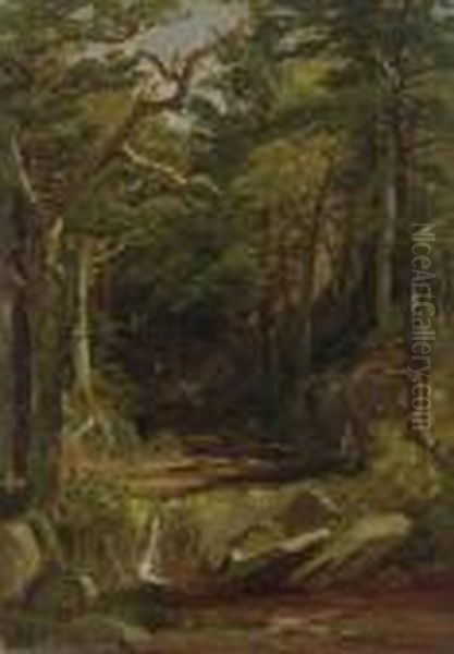 Woodland Brook Oil Painting by Jasper Francis Cropsey