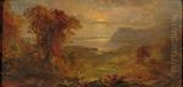 Autumn On The Hudson Oil Painting by Jasper Francis Cropsey