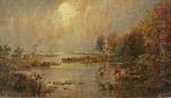 Hackensack Meadows Oil Painting by Jasper Francis Cropsey