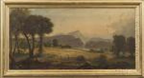 Pastoral Landscape With Mountain And River View. Oil Painting by Jasper Francis Cropsey