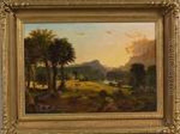 Hudson Valley Landscape. Oil Painting by Jasper Francis Cropsey