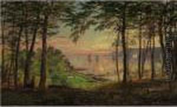 Hudson River From Dudley's Grove Oil Painting by Jasper Francis Cropsey