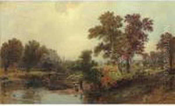 An October Day Oil Painting by Jasper Francis Cropsey