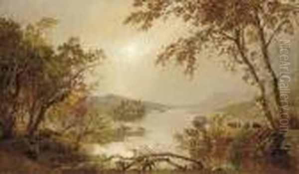 Greenwood Lake Oil Painting by Jasper Francis Cropsey