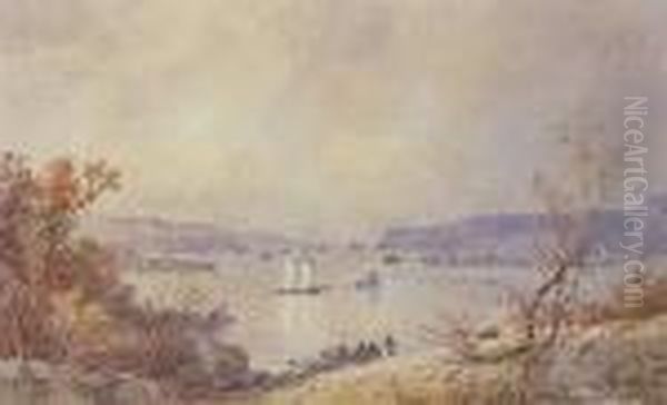 Palisades On The Hudson Oil Painting by Jasper Francis Cropsey