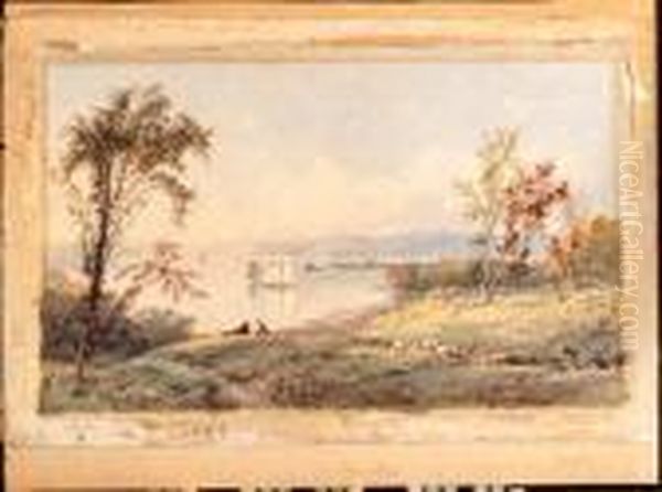 Along The Hudson Oil Painting by Jasper Francis Cropsey