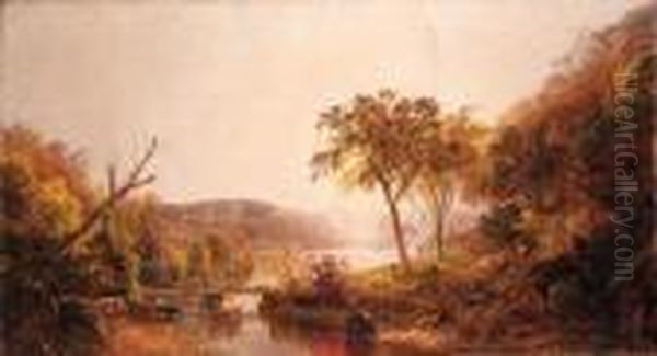 Autumn On Ramapo River Oil Painting by Jasper Francis Cropsey