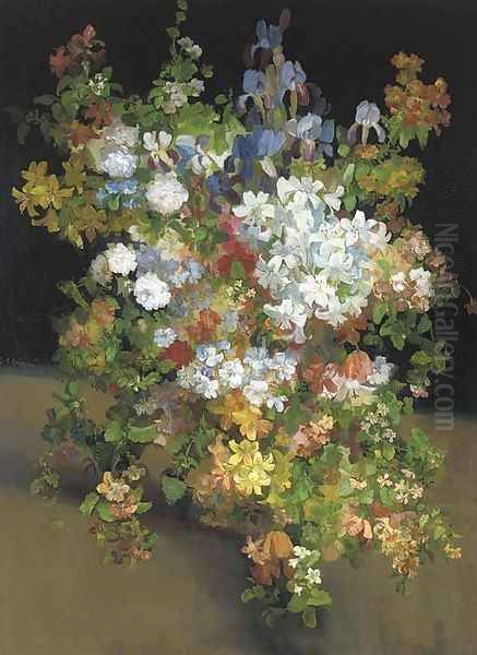 A large bouquet of summer flowers Oil Painting by Josef Konecny