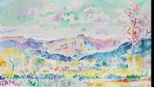 Les Monts Des Maures Oil Painting by Henri Edmond Cross