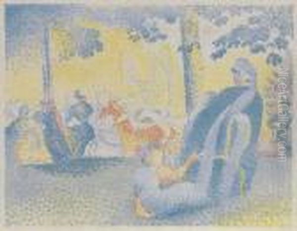 Les Champs Elysees Oil Painting by Henri Edmond Cross