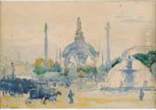 Place De La Concorde Lors De L'exposition Universelle Oil Painting by Henri Edmond Cross