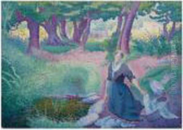 La Lavandiere Oil Painting by Henri Edmond Cross