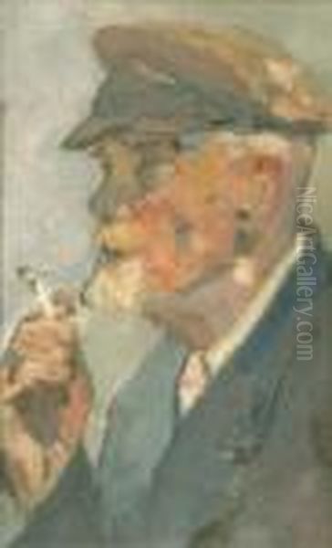 Portrait Of An Elderly Man Believed To Be A Self Portrait Oil Painting by Henri Edmond Cross