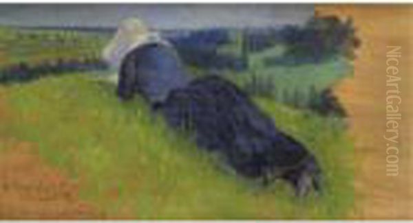 Paysanne Etendue Dans L'herbe Oil Painting by Henri Edmond Cross