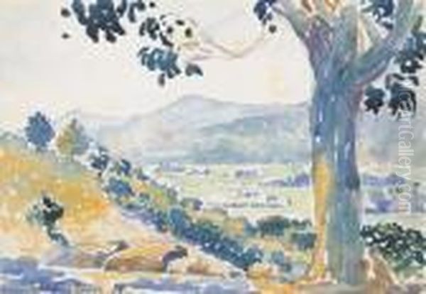 La Plaine De Bormes (matin) Oil Painting by Henri Edmond Cross