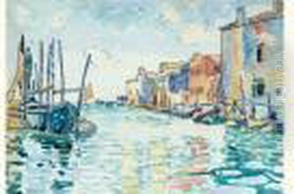 Canal Ponte Lungo, Etude, Circa 1903 Oil Painting by Henri Edmond Cross