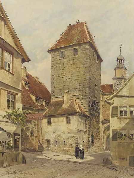 The Townhall at Rothenburg Oil Painting by Karl Hermann Krabbes