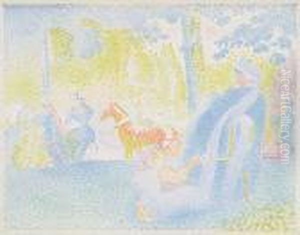 Les Champs-elysees Oil Painting by Henri Edmond Cross