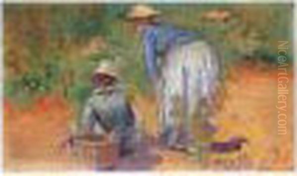 Etude Pour 'les Vendanges' Oil Painting by Henri Edmond Cross