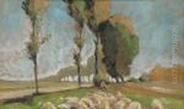 Berger Et Moutons Oil Painting by Henri Edmond Cross