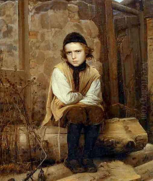 Insulted Jewish Boy Oil Painting by Ivan Nikolaevich Kramskoy