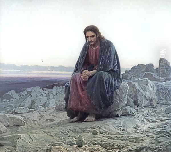 Christ in the Wilderness, 1873 Oil Painting by Ivan Nikolaevich Kramskoy