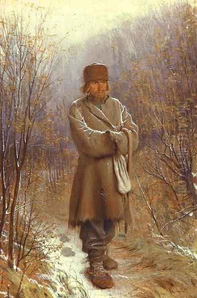 Meditator Oil Painting by Ivan Nikolaevich Kramskoy