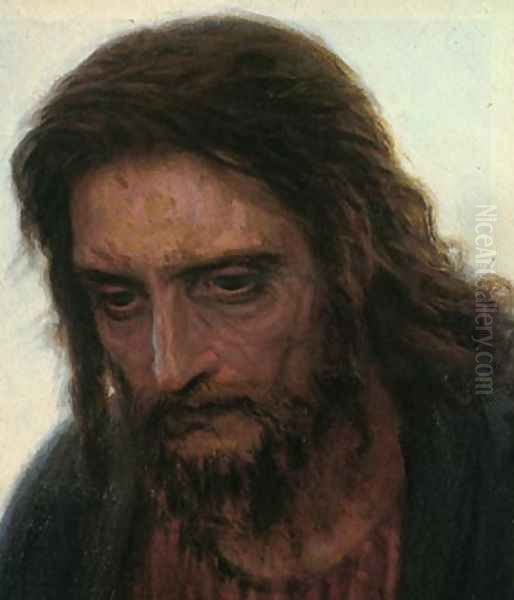 Christ in the Wilderness (detail-2) Oil Painting by Ivan Nikolaevich Kramskoy