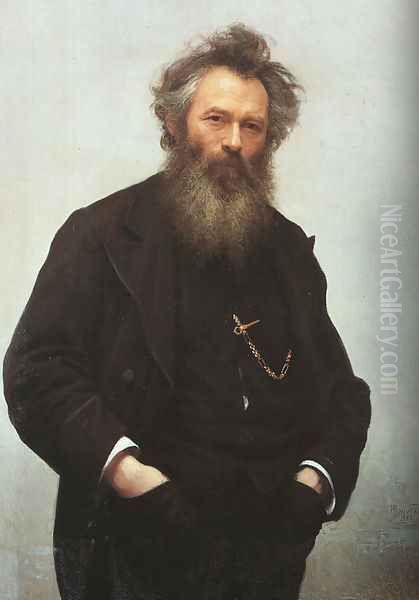 Portrait Of Ivan I. Shishkin 1880 Oil Painting by Ivan Nikolaevich Kramskoy