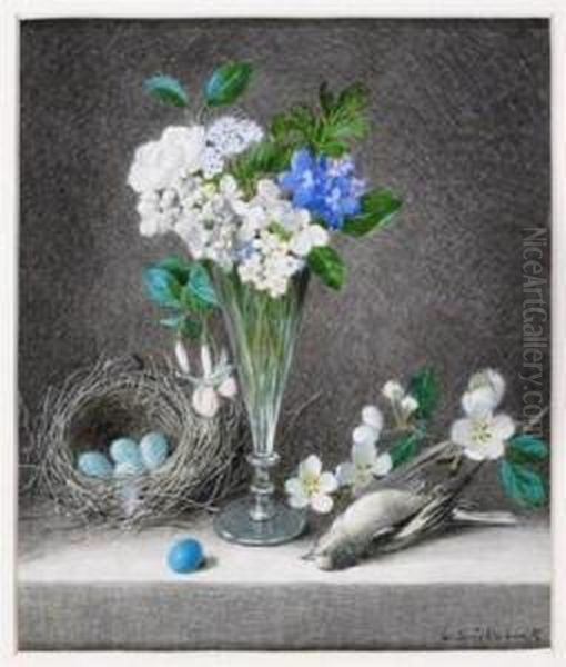 Still Life Of Flowers, Birds Nests With Eggs And Dead Birds Oil Painting by William Cruickshank