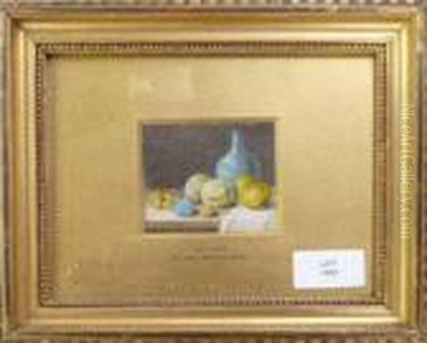 Still-life Study Of A Globular Vase And Fruit On A Table Oil Painting by William Cruickshank