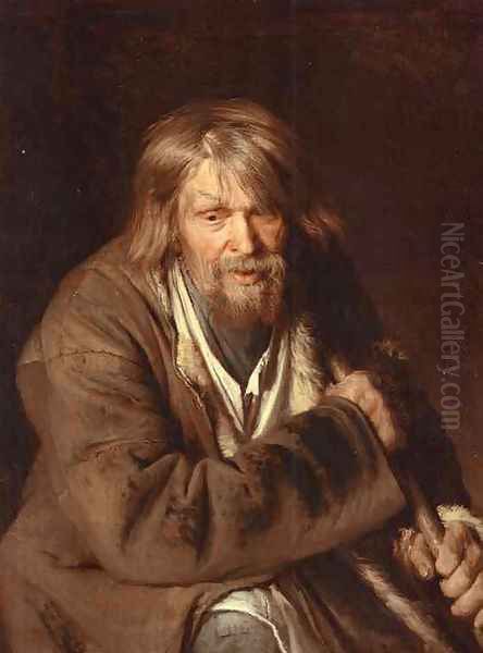 Portrait Of An Old Peasant (study) Oil Painting by Ivan Nikolaevich Kramskoy