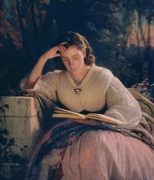 Reading (portrait of the artist's wife), 1863 Oil Painting by Ivan Nikolaevich Kramskoy