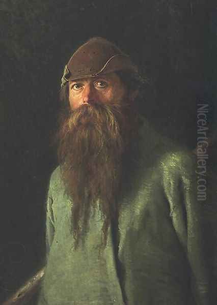 Woodsman Oil Painting by Ivan Nikolaevich Kramskoy