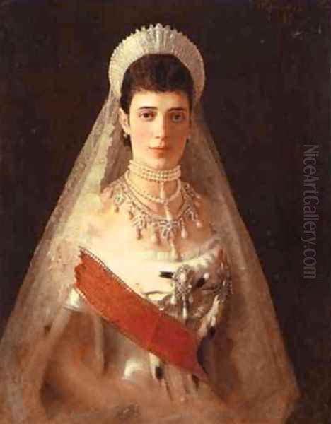 Portrait Of The Empress Maria Feodorovna Oil Painting by Ivan Nikolaevich Kramskoy