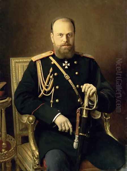 Portrait of Emperor Alexander III (1845-94) 1886 Oil Painting by Ivan Nikolaevich Kramskoy