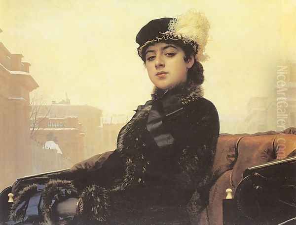 Portrait of an unknown woman Oil Painting by Ivan Nikolaevich Kramskoy