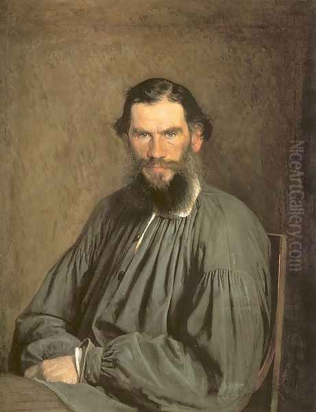 Portrait of Count Lev Nikolaevich Tolstoy (1828-1910) 1873 Oil Painting by Ivan Nikolaevich Kramskoy