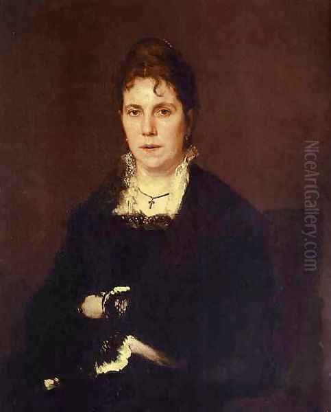 Portrait of Sophia Kramskaya, the Artist's Wife Oil Painting by Ivan Nikolaevich Kramskoy