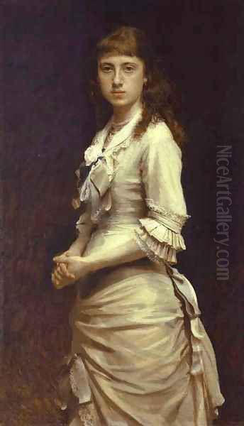 Portrait of Sophia Kramskaya, the Artist's Daughter Oil Painting by Ivan Nikolaevich Kramskoy