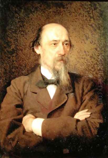 Portrait of Nikolay Alekseyevich Nekrasov, 1877 Oil Painting by Ivan Nikolaevich Kramskoy