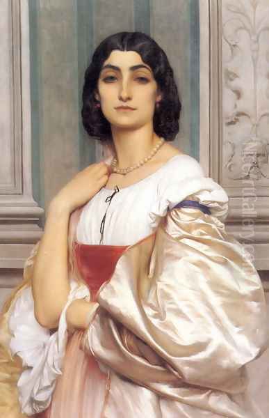 A Roman Lady (or La Nanna) Oil Painting by Lord Frederick Leighton