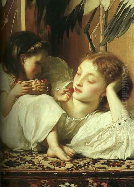 Mother and Child (Cherries) (detail) 1865 Oil Painting by Lord Frederick Leighton