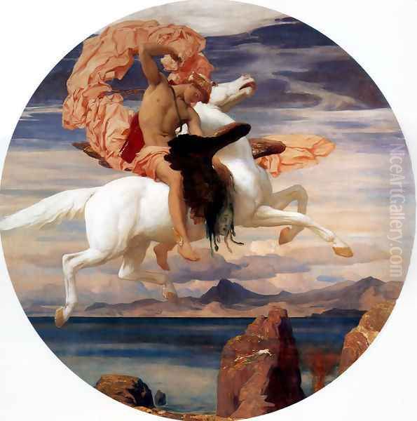 Perseus On Pegasus Hastening To The Rescue Of Andromeda Oil Painting by Lord Frederick Leighton