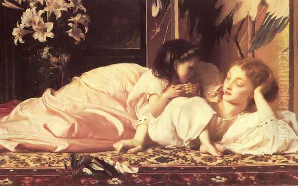 Mother And Child Oil Painting by Lord Frederick Leighton